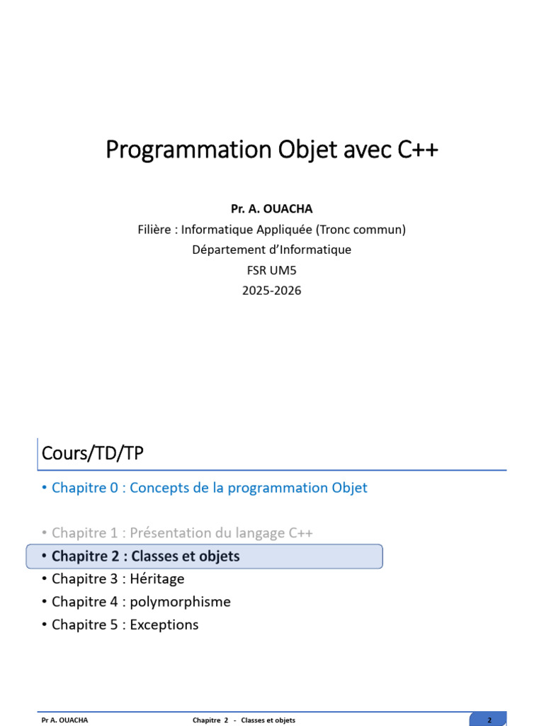 Chapitre-2 Classes Et Objets VF Partie-1 | PDF | Ingénierie des ...