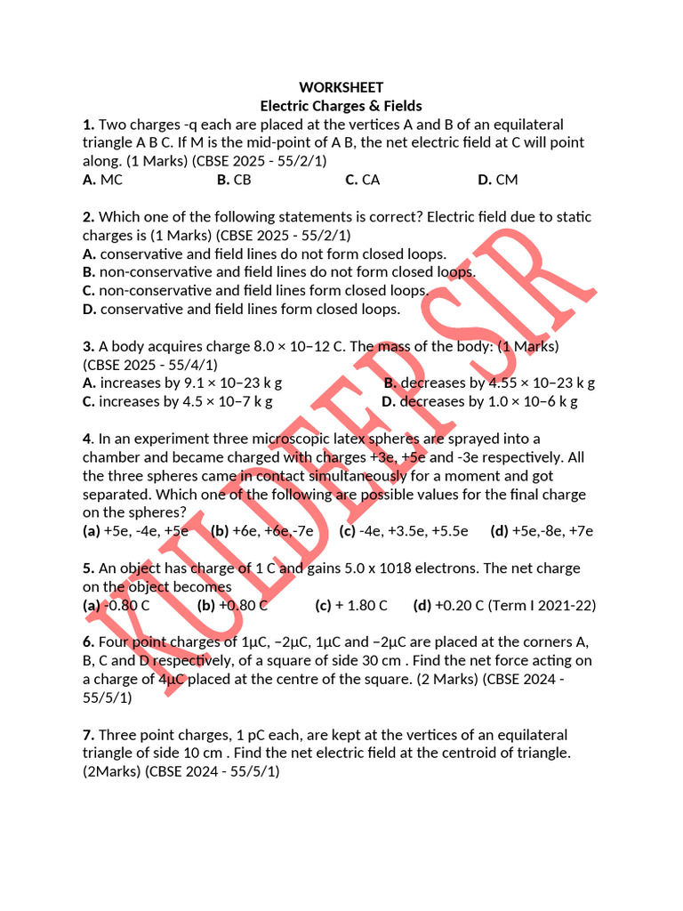 WORKSHEET Kuldeep Sir | PDF