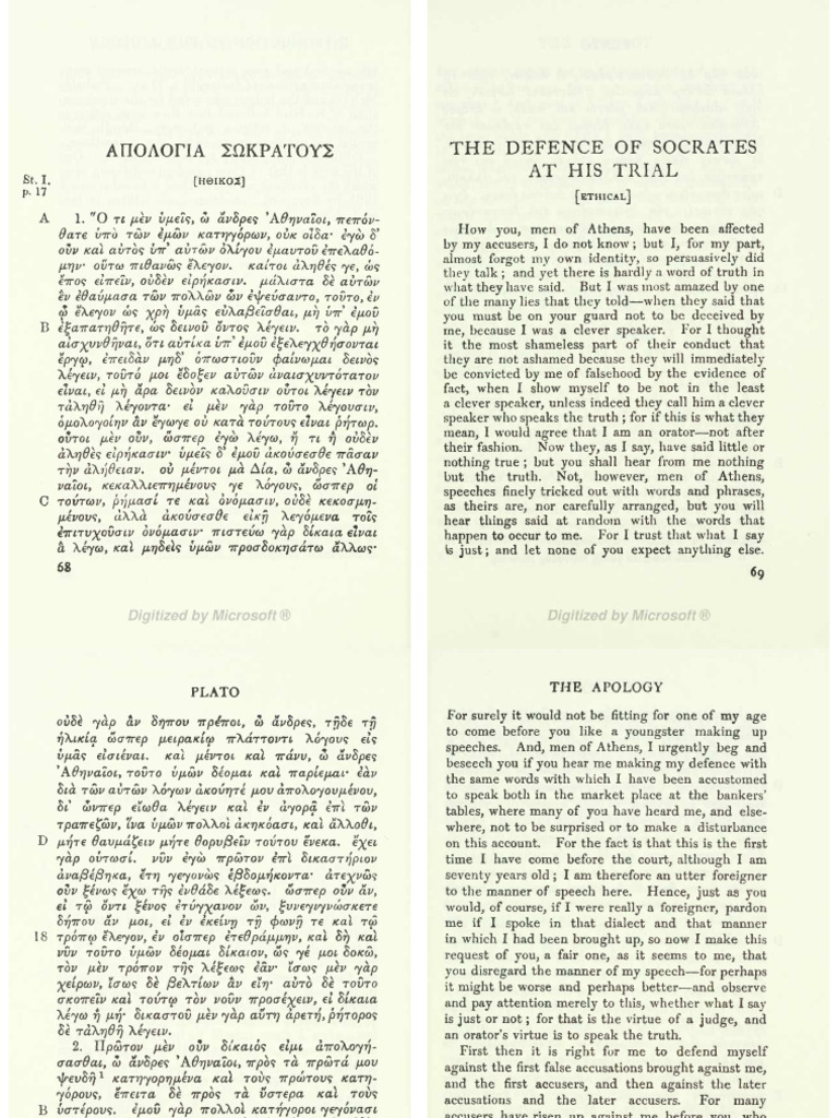 Plato - ApologyReal | PDF | Classical Greek Philosophy | Socrates