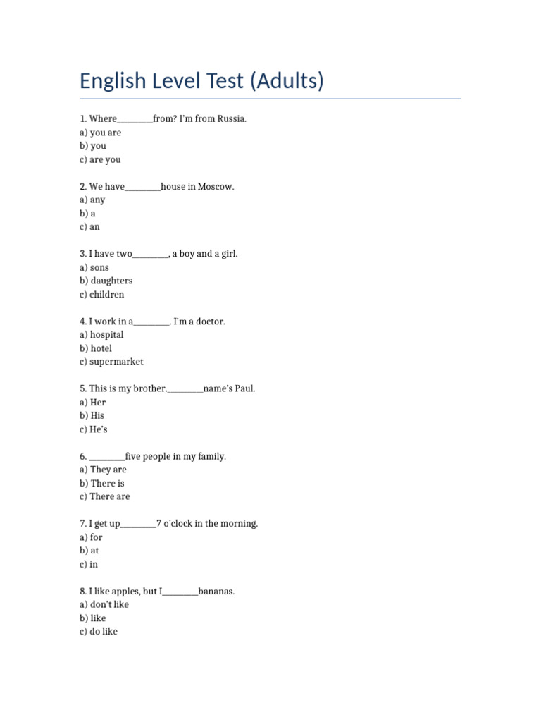 English Level Test Final | PDF | Chess Openings | Chess