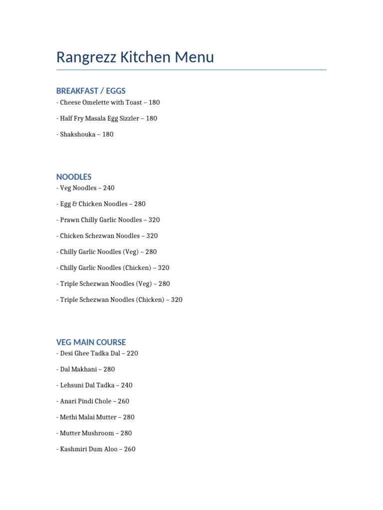 Rangrezz Menu | PDF