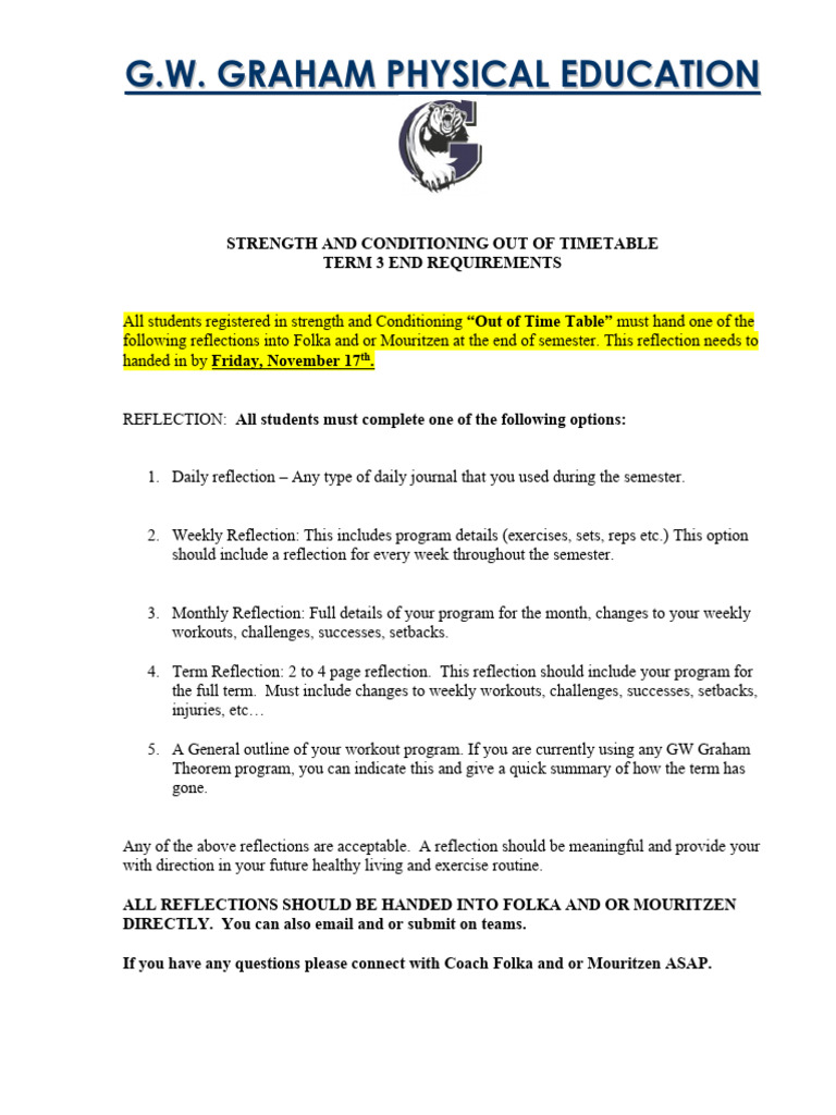 TERM 3 OT Strength and Con - Reflection Guidelines | PDF