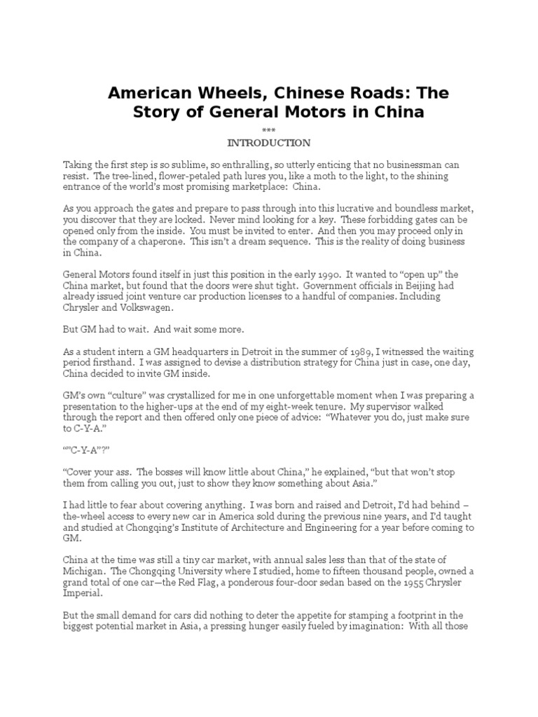 American Wheels Chinese Roads PDF Buick General Motors