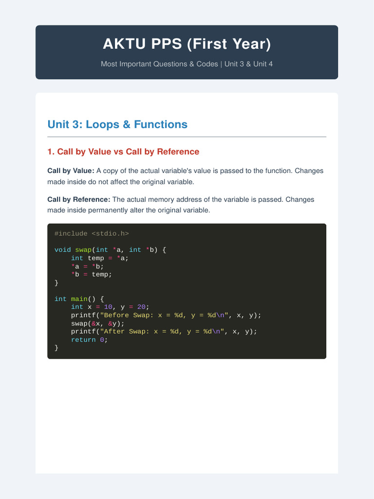 Aktu Pps Unit3 4 Notes | PDF | Integer (Computer Science) | Software ...