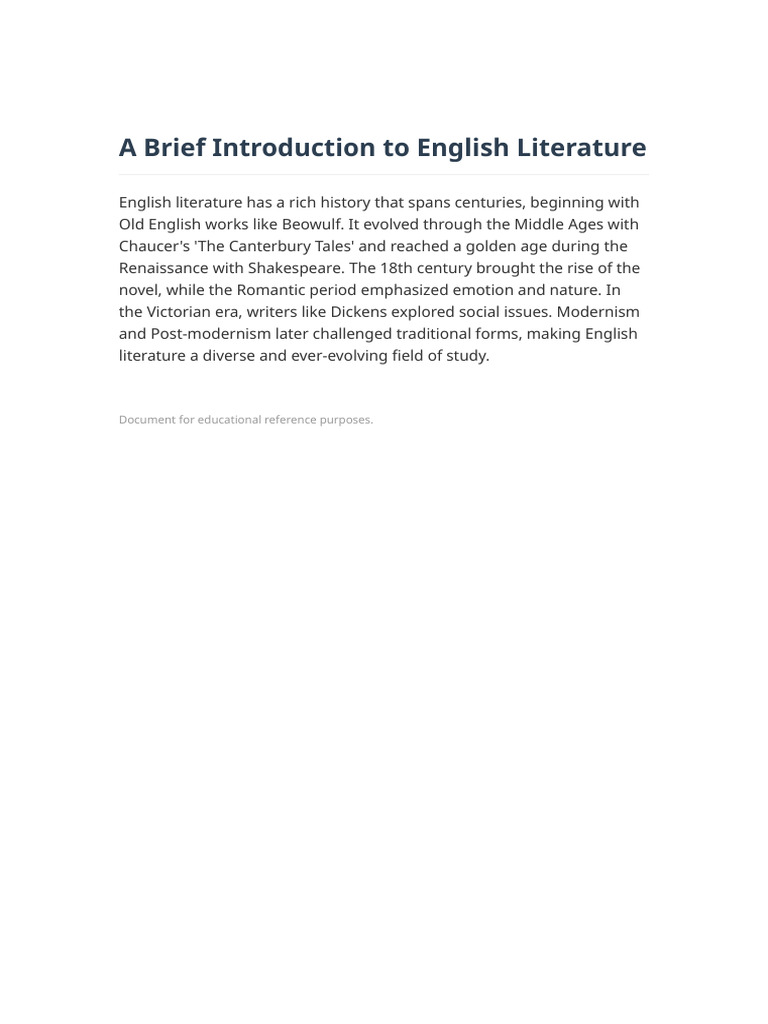 English Literature Brief Intro | PDF