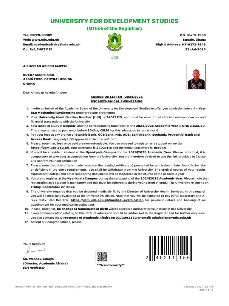 UCM Enterprise Admissions Application | PDF