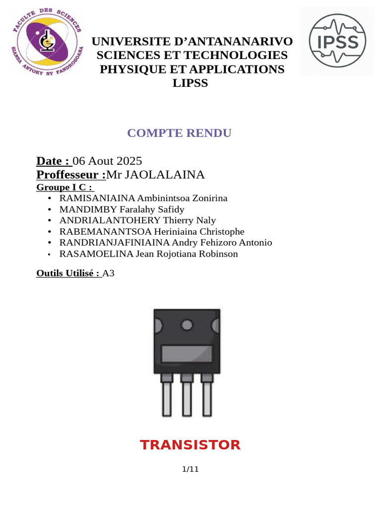 TP Transistor | PDF | Transistor bipolaire | Transistor