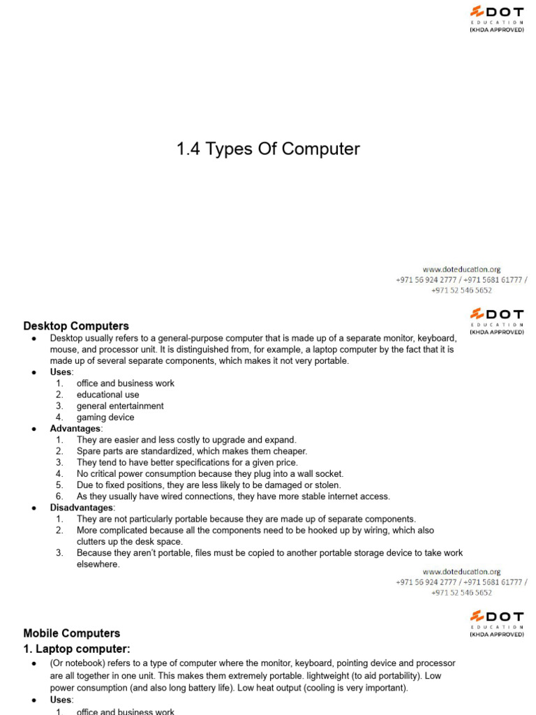 1.4 Types of Computer | PDF | Smartphone | Laptop