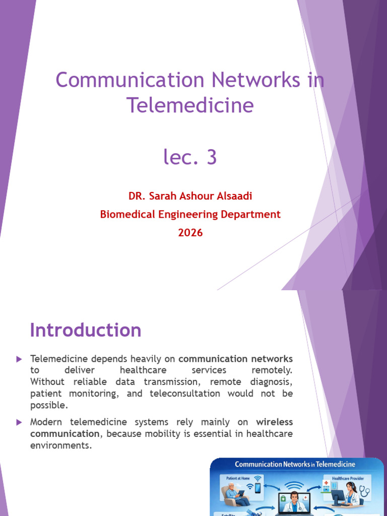 Lec 3 Telemedicine Communication Networks in Telemedicine | PDF ...