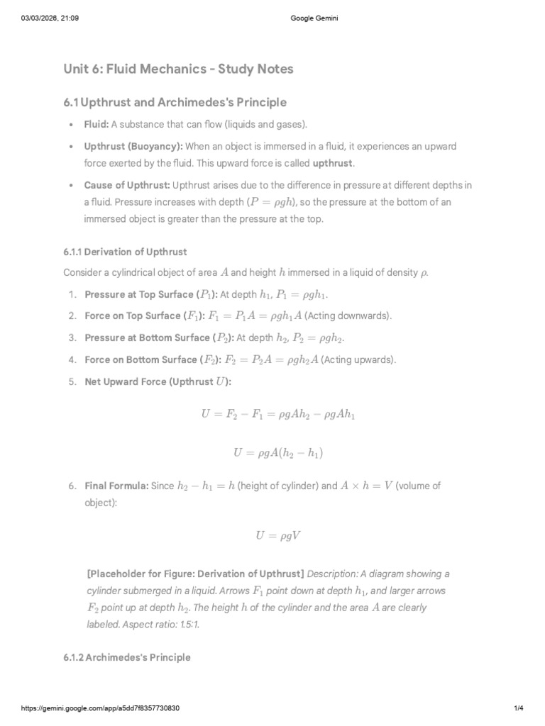 6.1 Upthrust and Archimedes's Principle | PDF