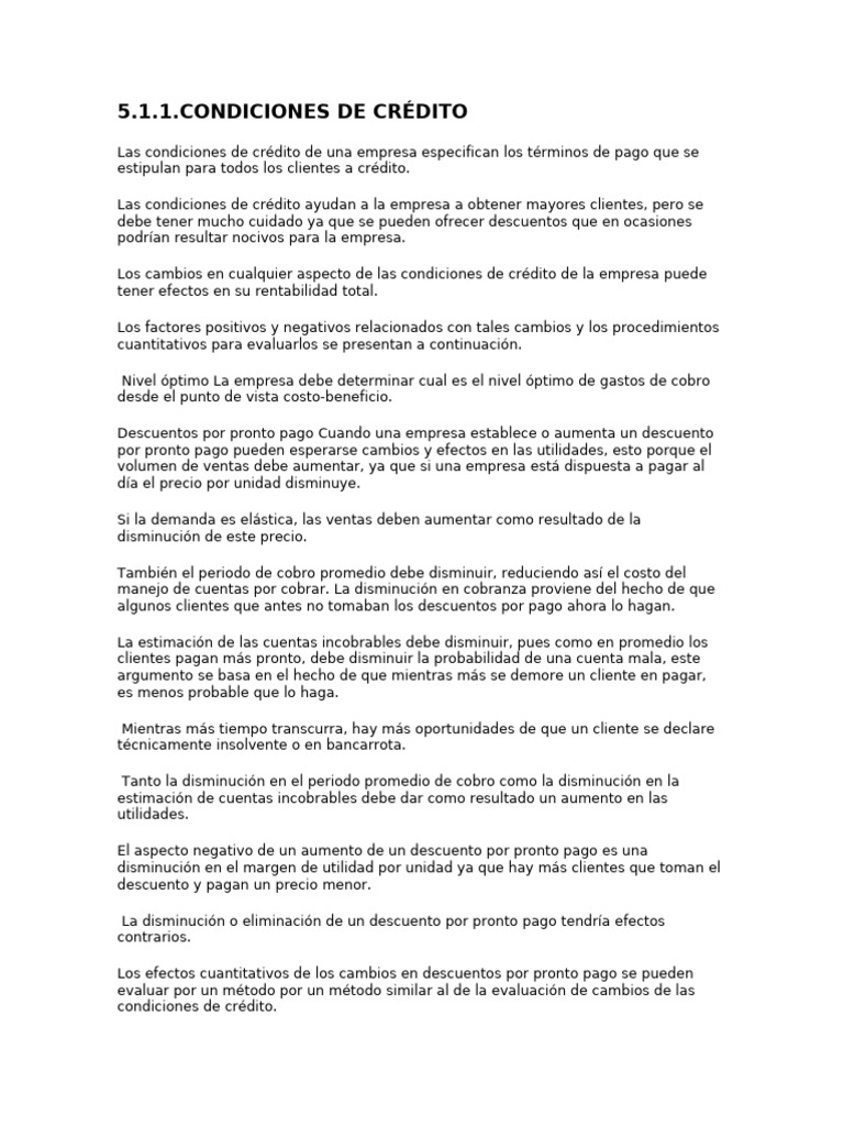 Condiciones de Credito | PDF | Economias | Negocios económicos