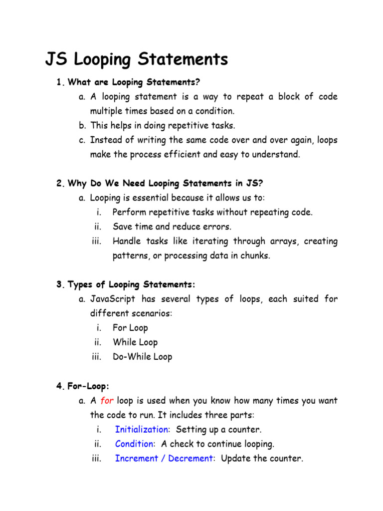 10. JS Looping Statements | PDF