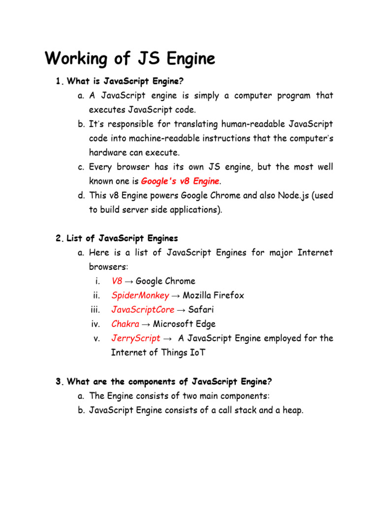 Working of JS Engine | PDF | Java Script | Software