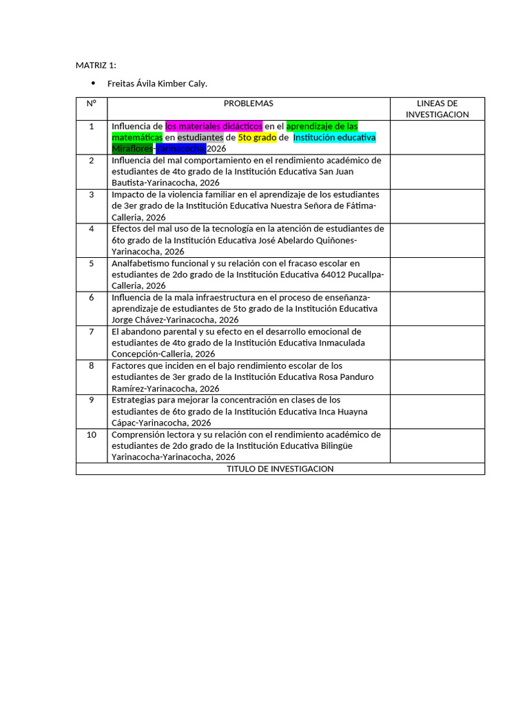 MATRIZ 1 Actualizada | PDF