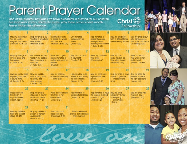 Parent Prayer Calendar PDF