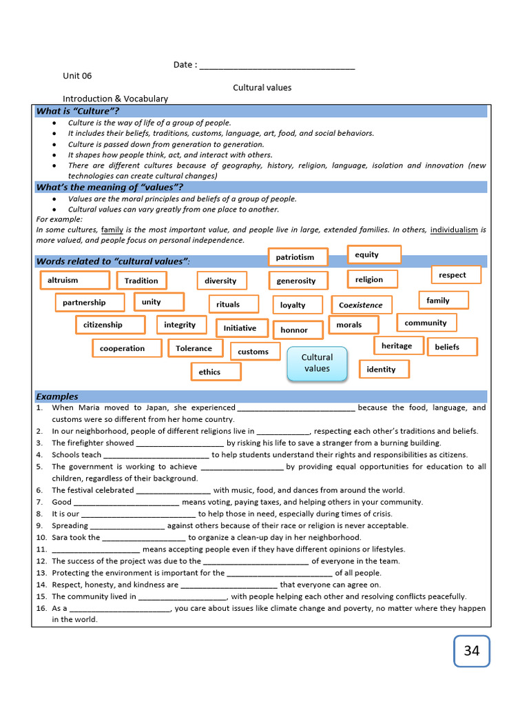 34 Intro & Vocabulary - Lesson - 2 | PDF | Value (Ethics) | Traditions