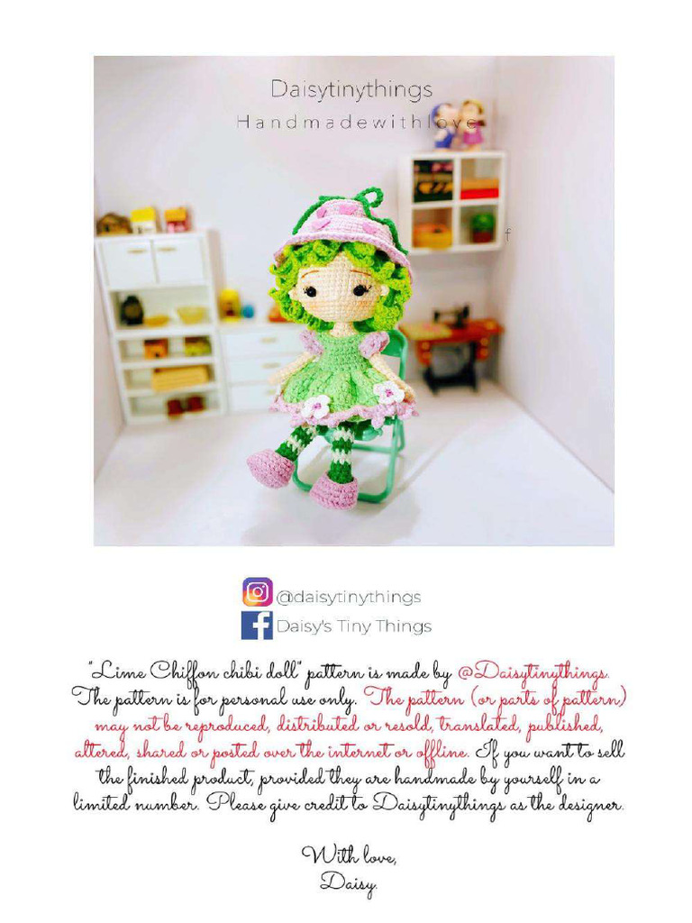 Lime Chiffon Chibi Doll Pattern | PDF