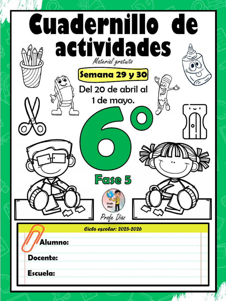 6° Sem29 y 30 Cuadernillo de Actividades - Profe Diaz | PDF | Alimentos ...