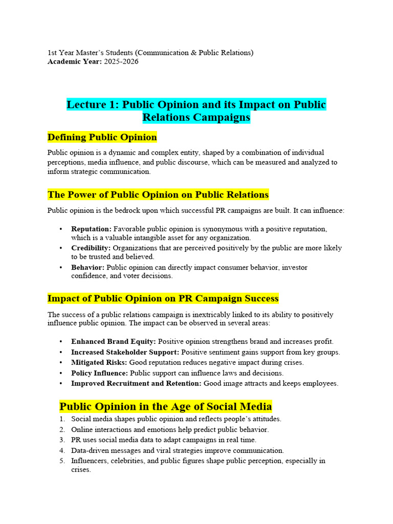Lectures | PDF | Public Relations | Public Opinion