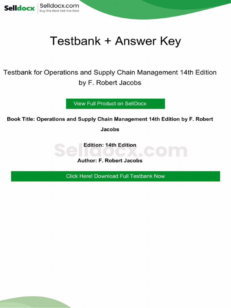 Question Bank for Operations and Supply Chain Management 14th Edition ...
