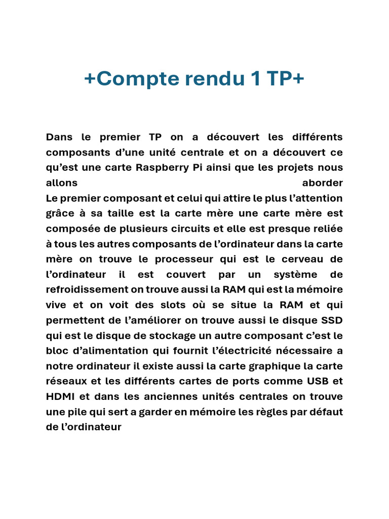 Compte rendu.pdf | PDF | Ingénierie informatique | Électronique