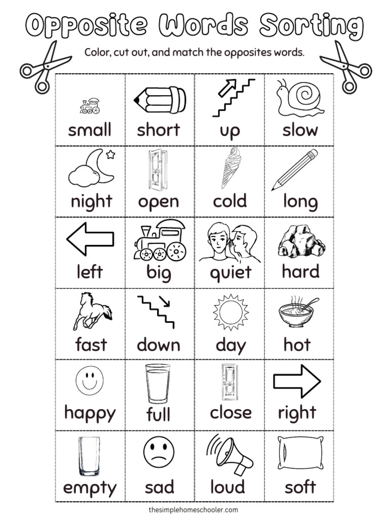 Opposite Words For Kindergarten Worksheet | PDF
