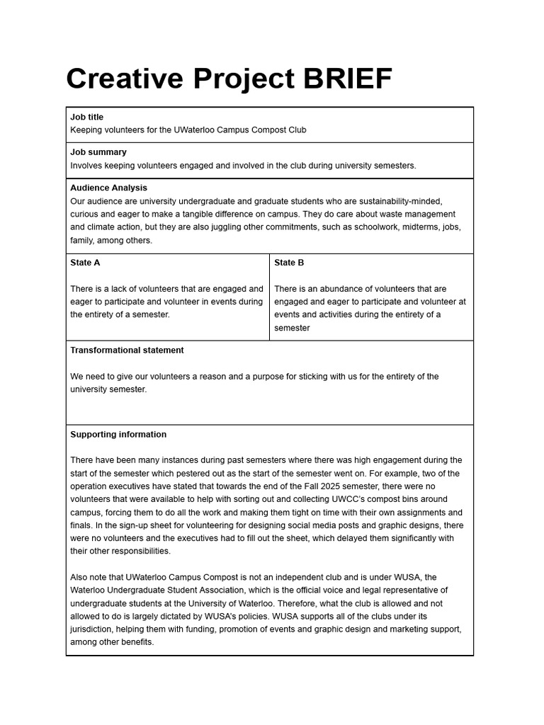 Creative Project Brief | PDF | Analogy | Mentorship