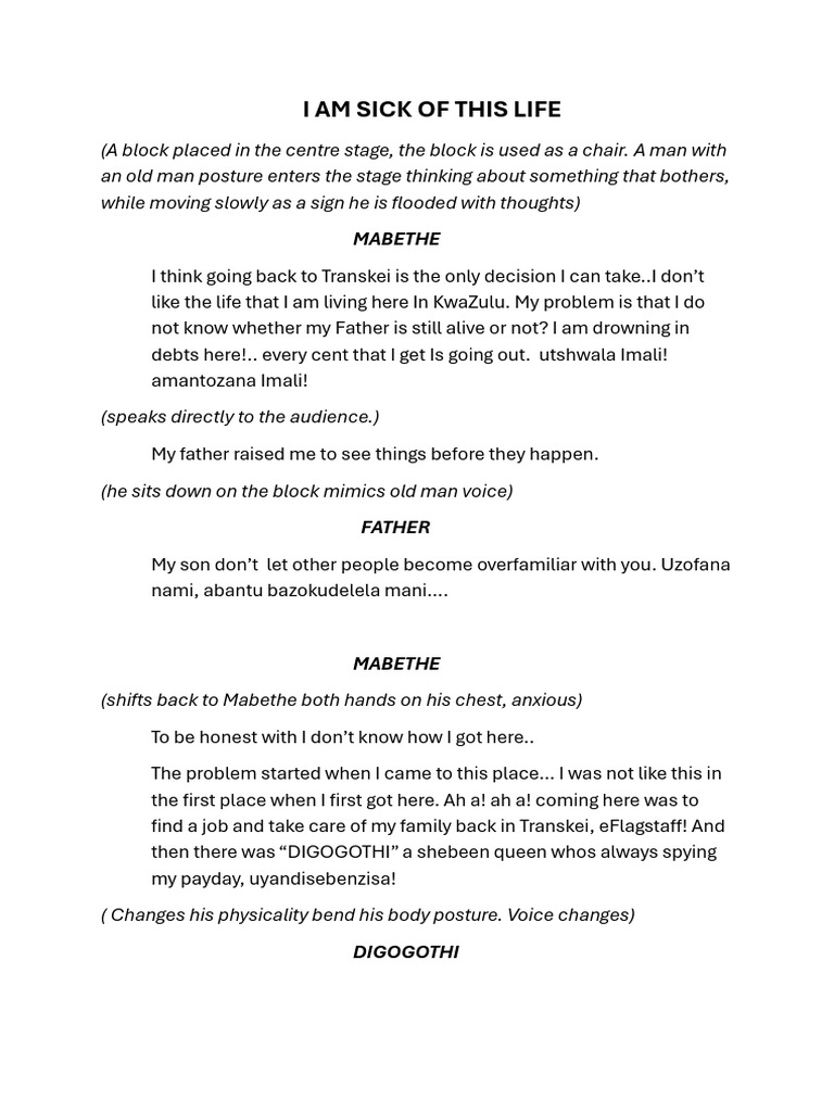 Monodrama Finalised Script | PDF
