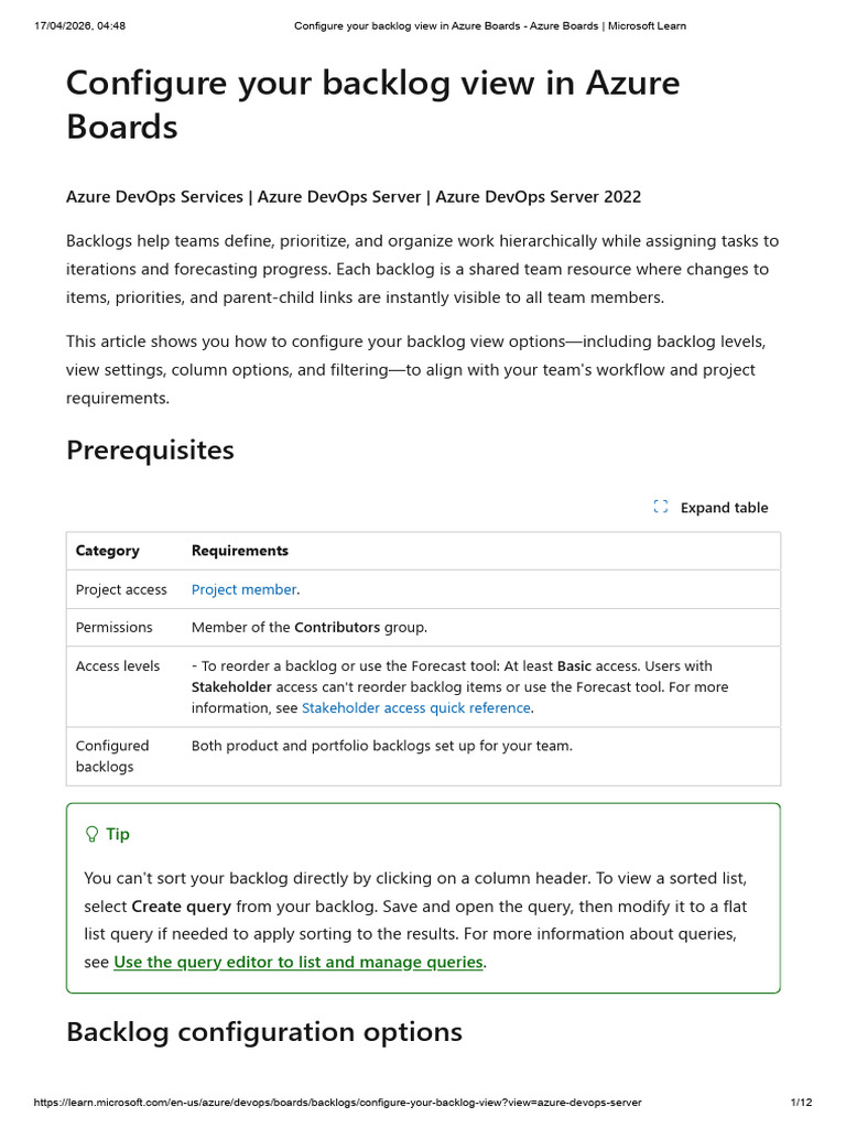 Configure Your Backlog View in Azure Boards - Azure Boards _ Microsoft ...