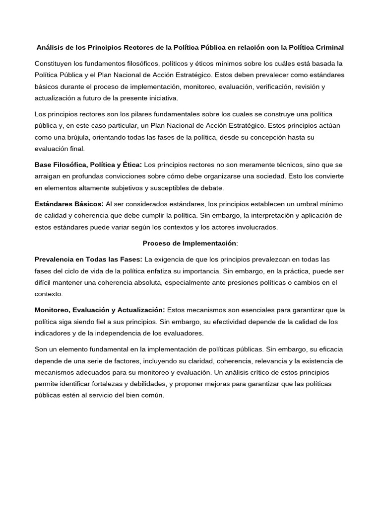 Análisis de Los Principios Rectores de La Política Pública en Relación ...