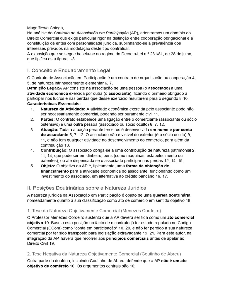 O Associado Oculto - Regime Da Associação em Participação | PDF