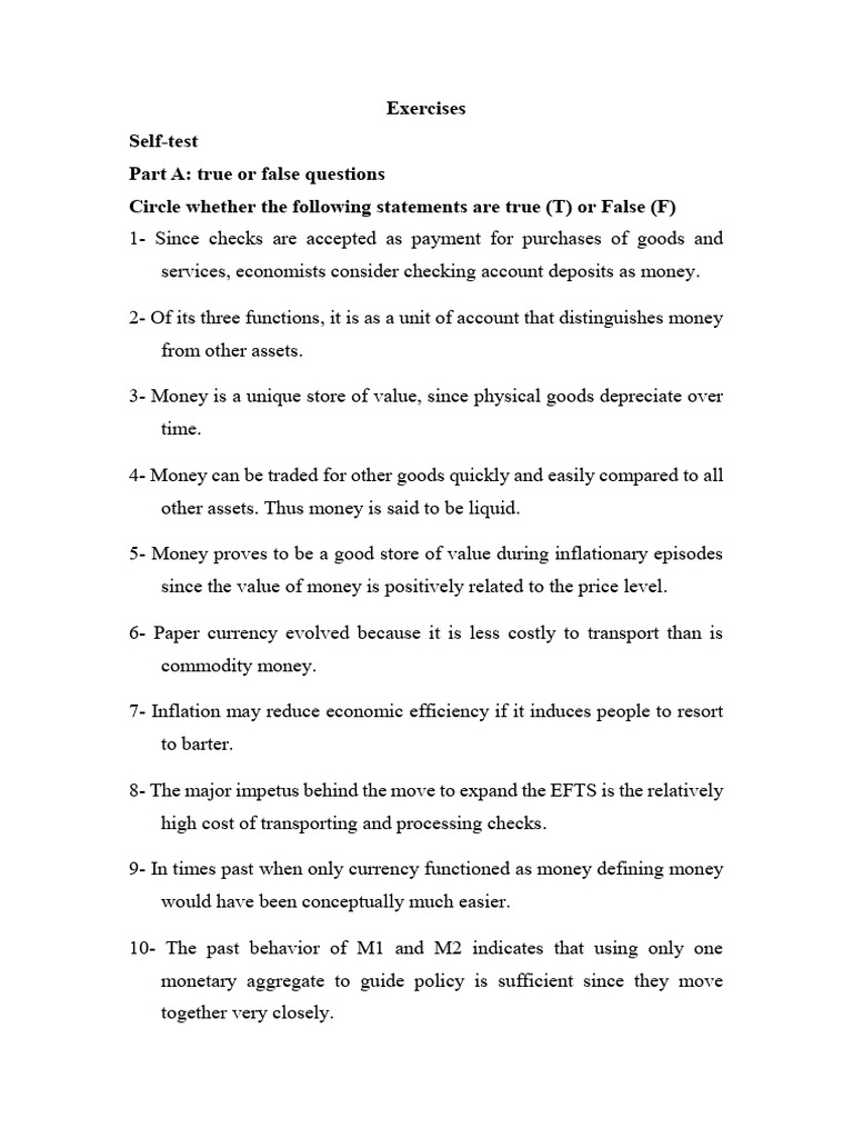 Exercises Ch2 | PDF | Money Supply | Money
