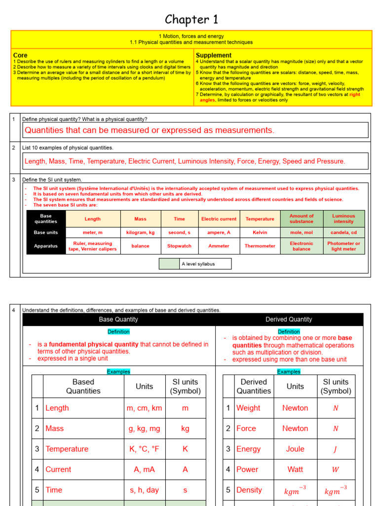 Chapter 1 - Measuring of Physical Quantities AS | PDF | Velocity | Weight