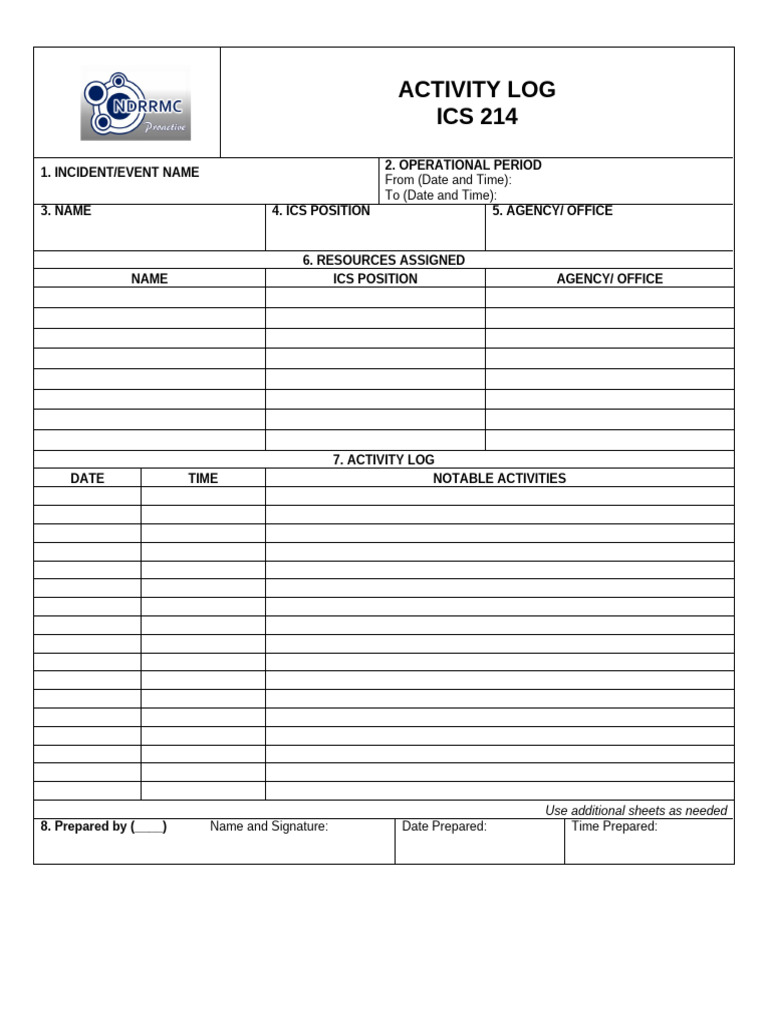 ICS-214 | PDF | Incident Command System | Chess Theory