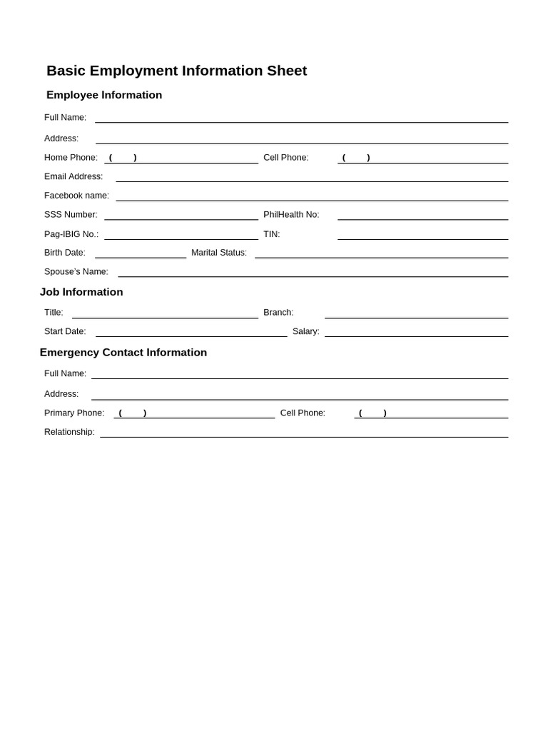 Employee Information Form (2) | PDF