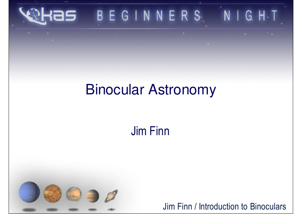 An Introduction to Binocular Astronomy Understanding Binocular Types