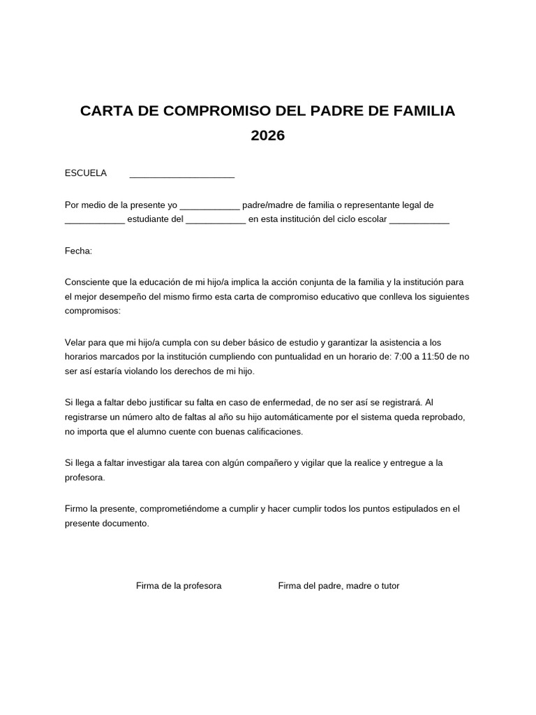 08 Acuerdos y Compromisos Padres de Familia | PDF