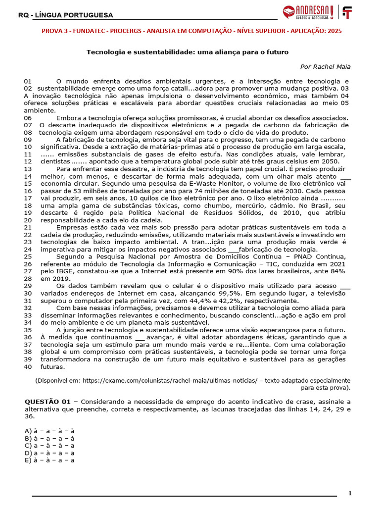 Prova 3 | PDF | Lixo eletrônico | Desperdício