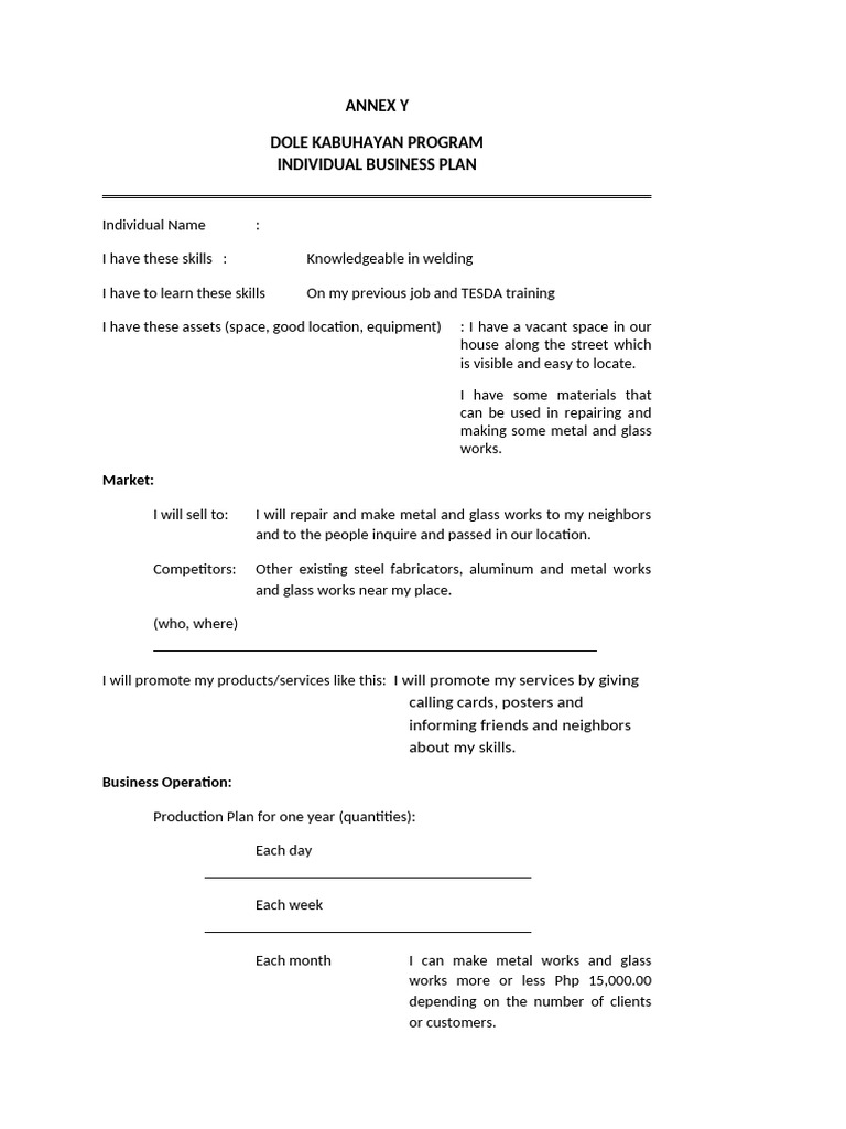 Individual Business Plan- WELDING | PDF | Metalworking | Welding