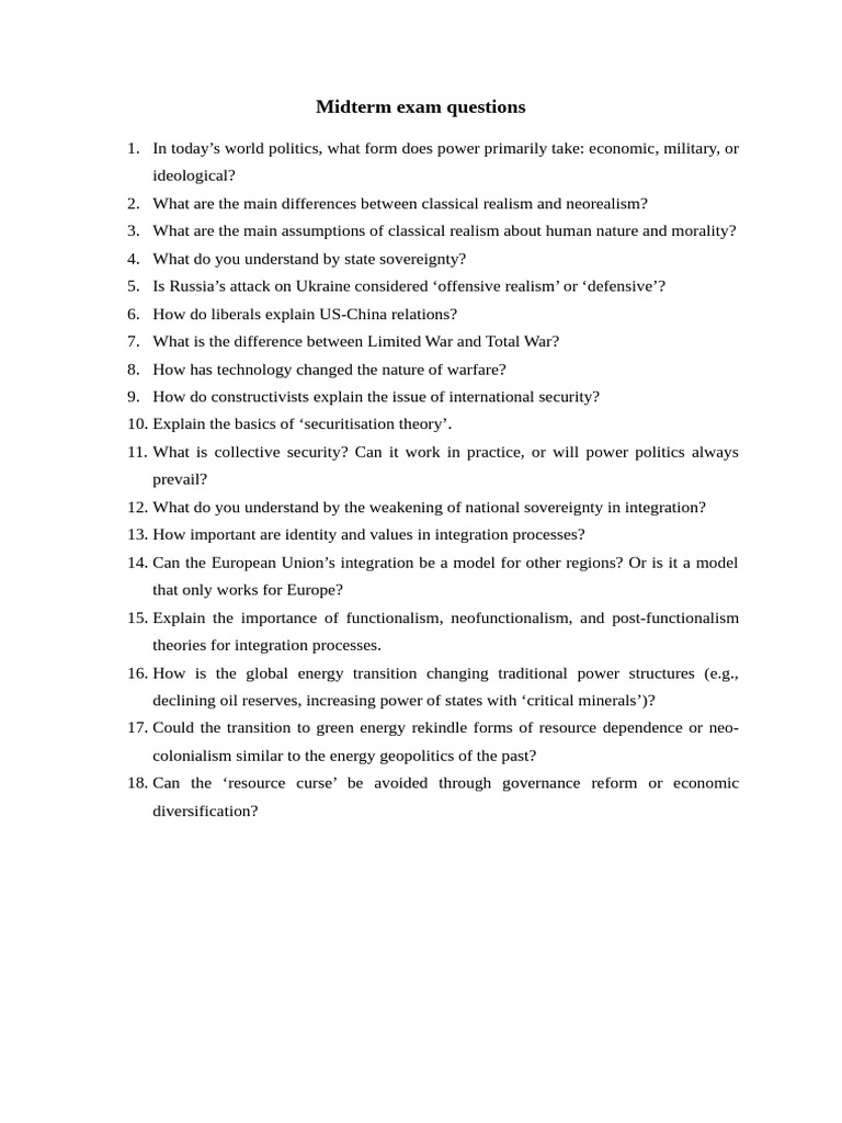 Midterm Exam Questions | PDF