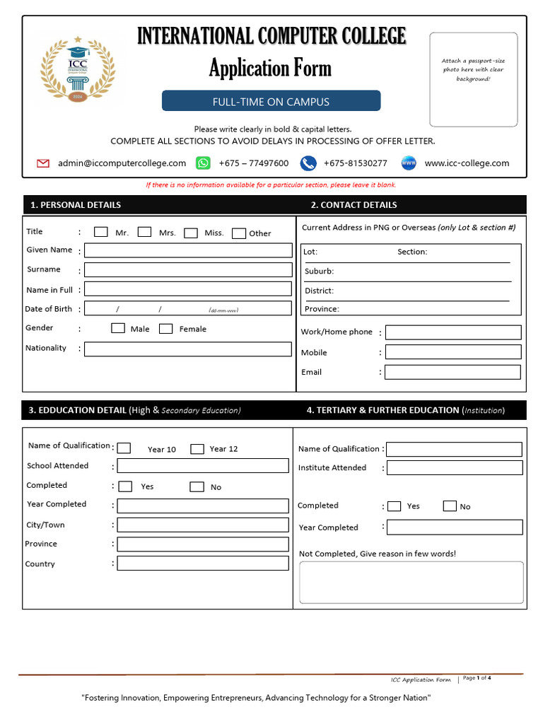 Icc Application Form | PDF | Diploma