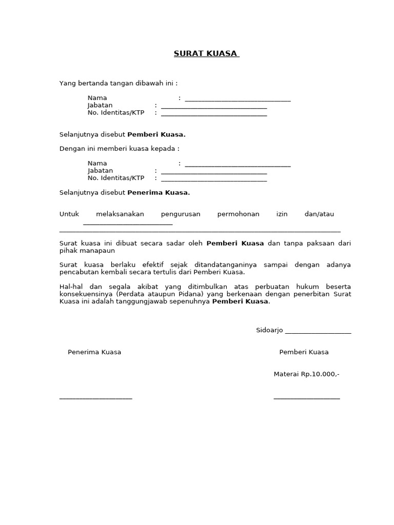 Format Surat Kuasa | PDF