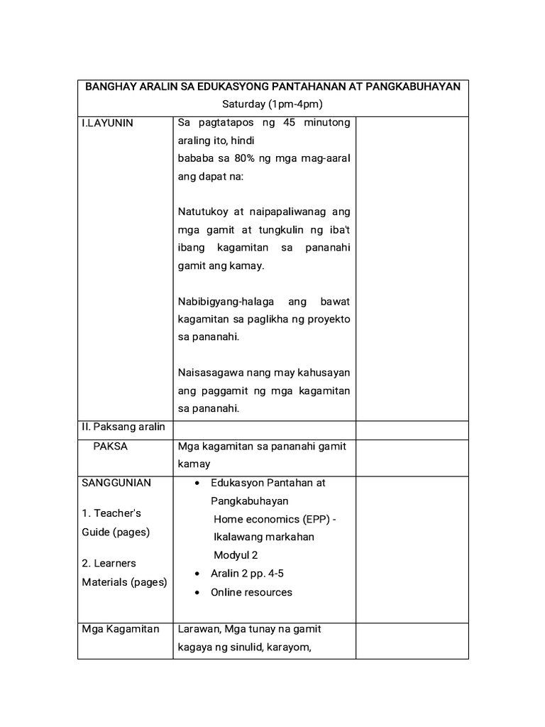 EPP lesson plan | PDF