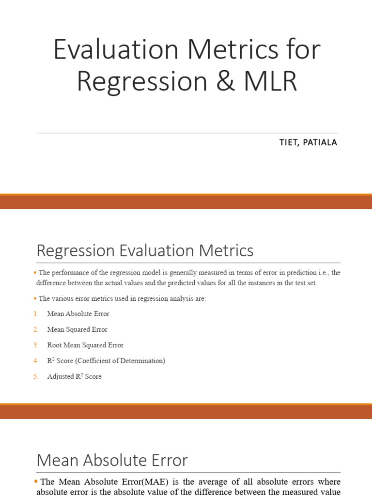 10.2_Evaluation Metrics for Regression | PDF | Errors And Residuals | P ...