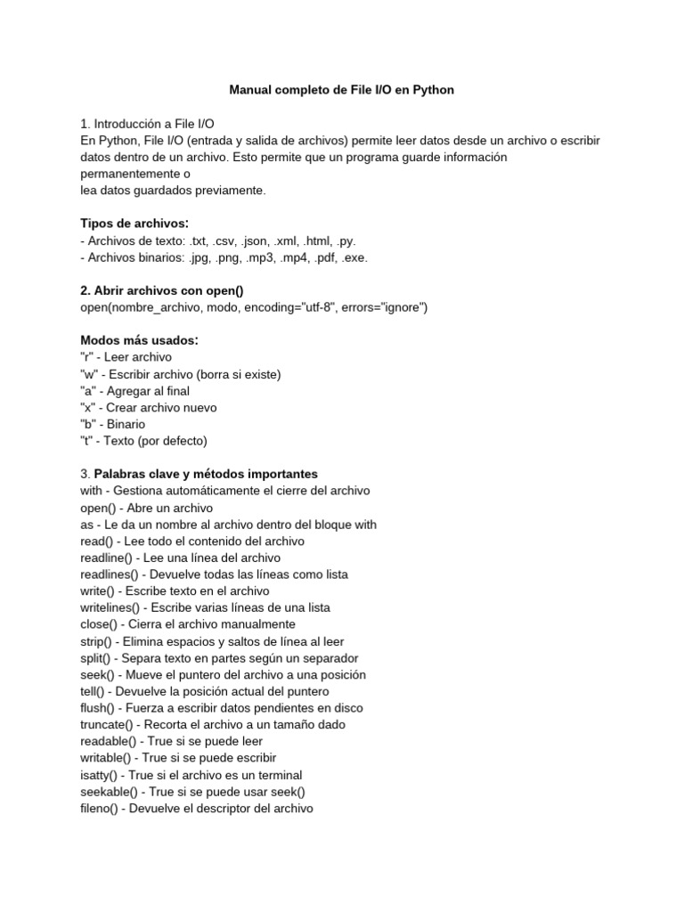 File I-O en Python[1] | PDF | Archivo de computadora | Python (lenguaje ...