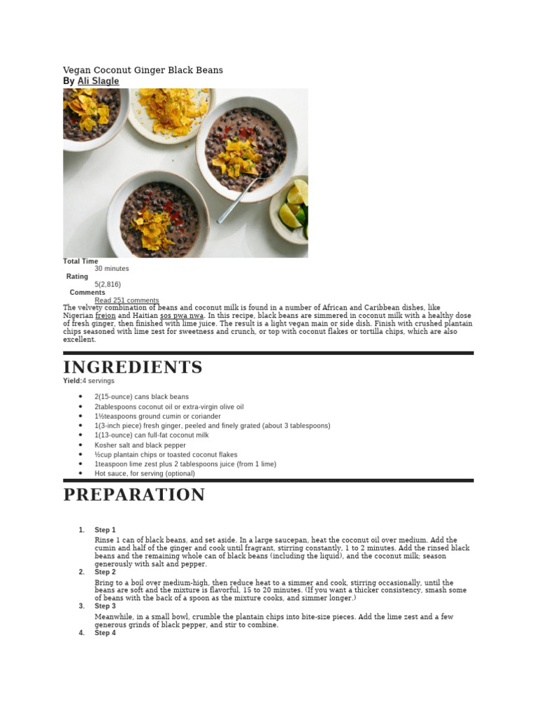 Vegan Coconut Ginger Black Beans | PDF