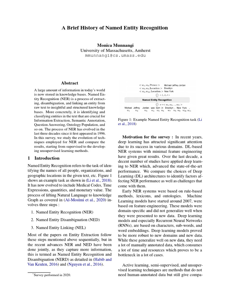 A Brief History of Named Entity Recognition | PDF | Receiver Operating ...