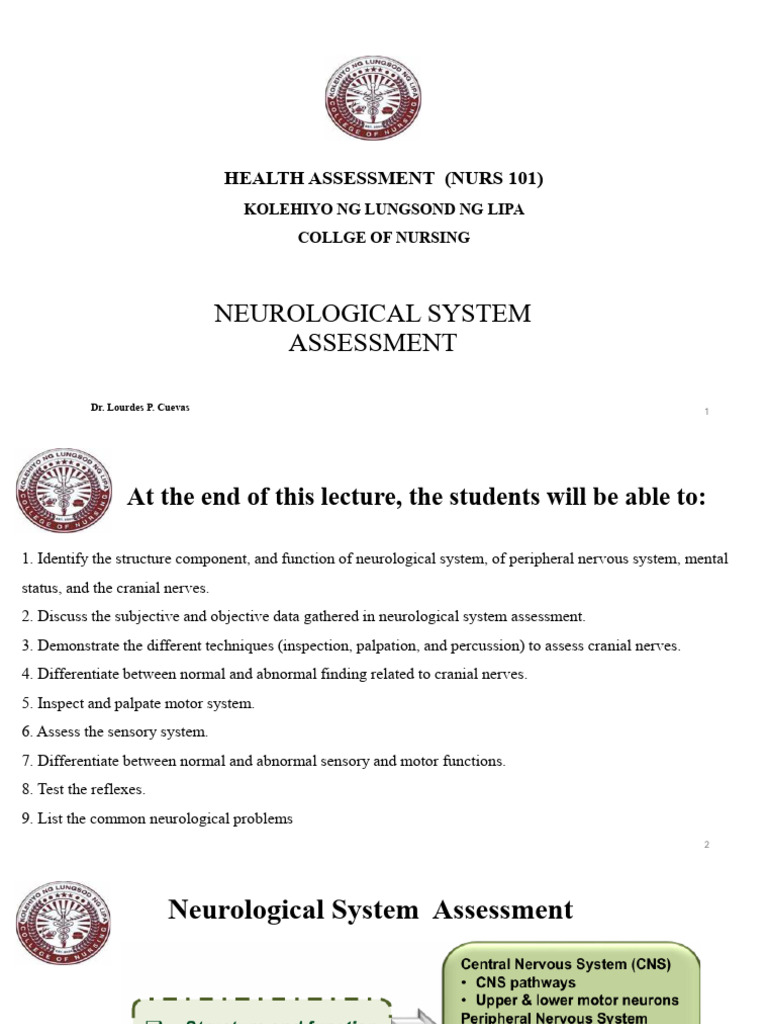 10.Neurological System Assessment | PDF | Central Nervous System ...