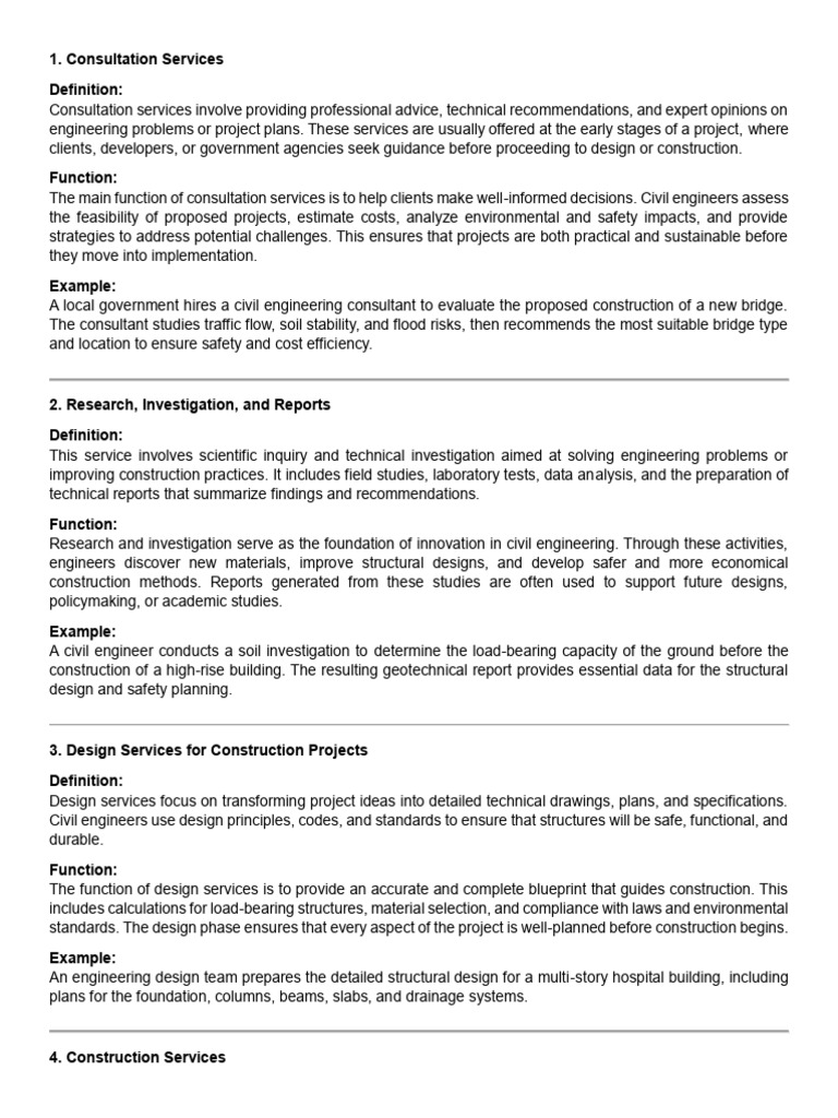 Classification of Civil Engineering Services | PDF | Engineering | Safety