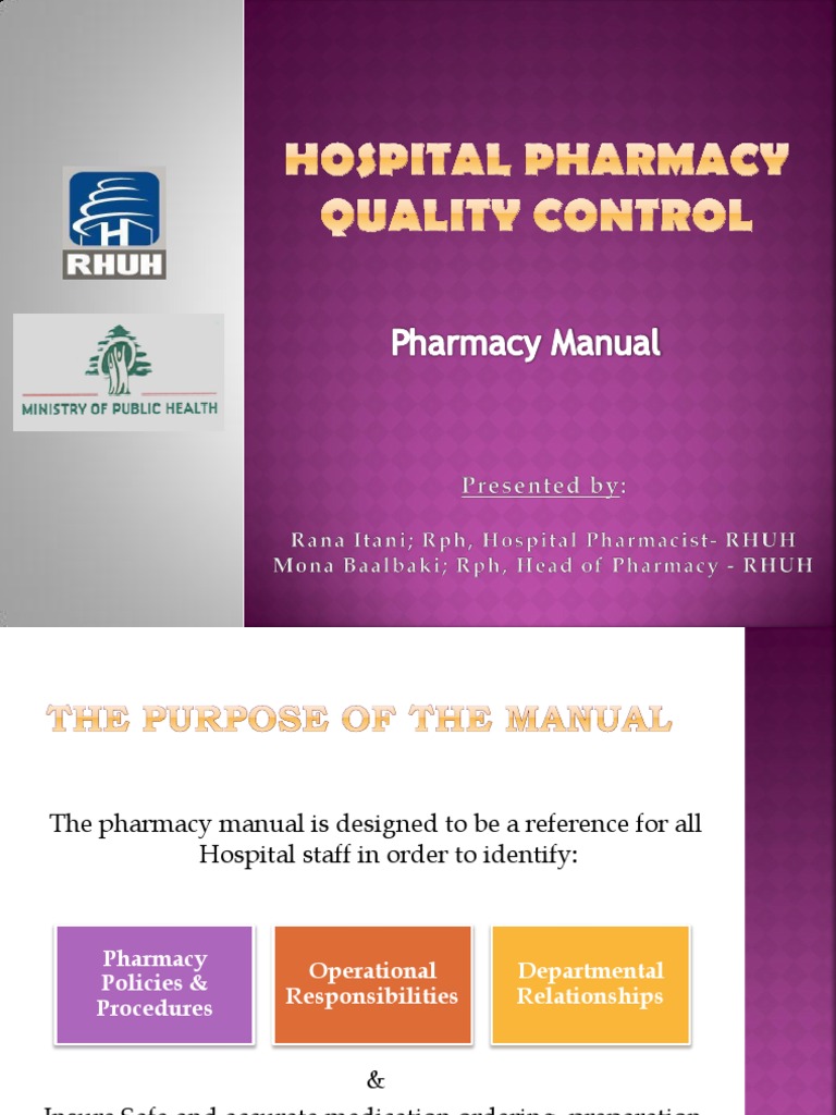 Hospital Pharmacy Manual (Final) Pharmacy Pharmaceutical Drug